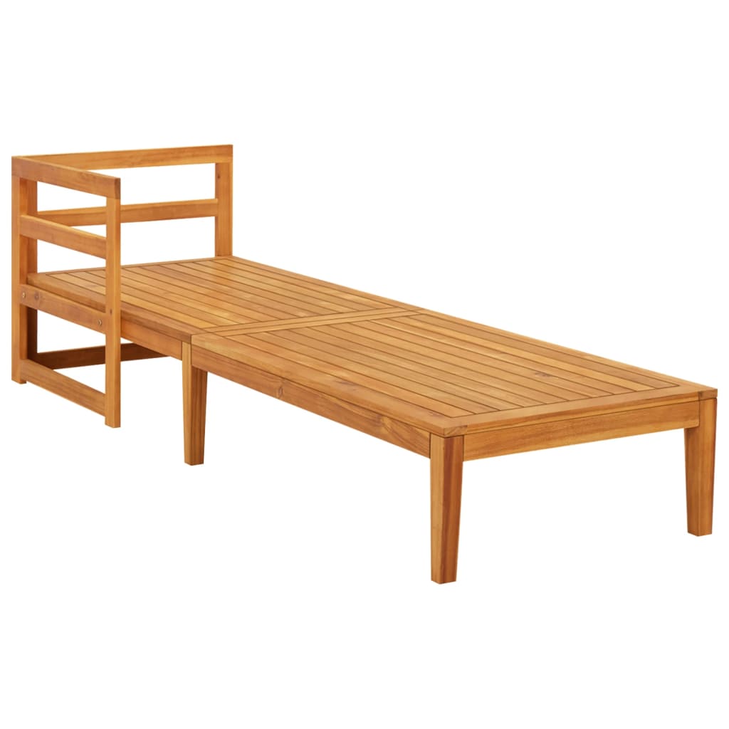Bain de soleil avec 1 accoudoir en bois d'acacia massif blanc crème