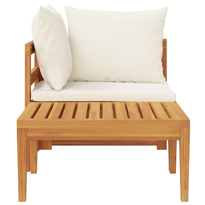 2-tlg. Garten-Lounge-Set mit Kissen Cremeweiß Akazienholz