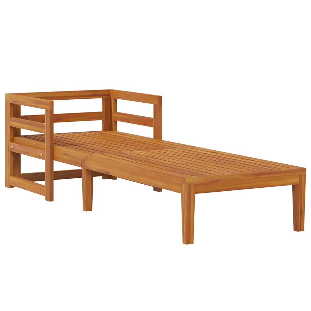 Chaise longue avec coussins gris foncé en bois d'acacia massif