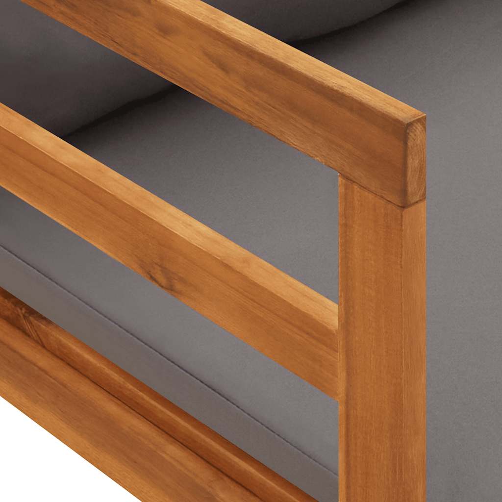 Sonnenliege mit Dunkelgrauen Kissen Massivholz Akazie