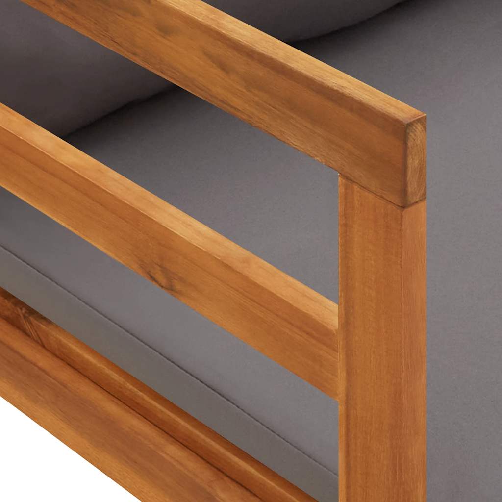 Sonnenliege mit 1 Armlehne Dunkelgrau Massivholz Akazie