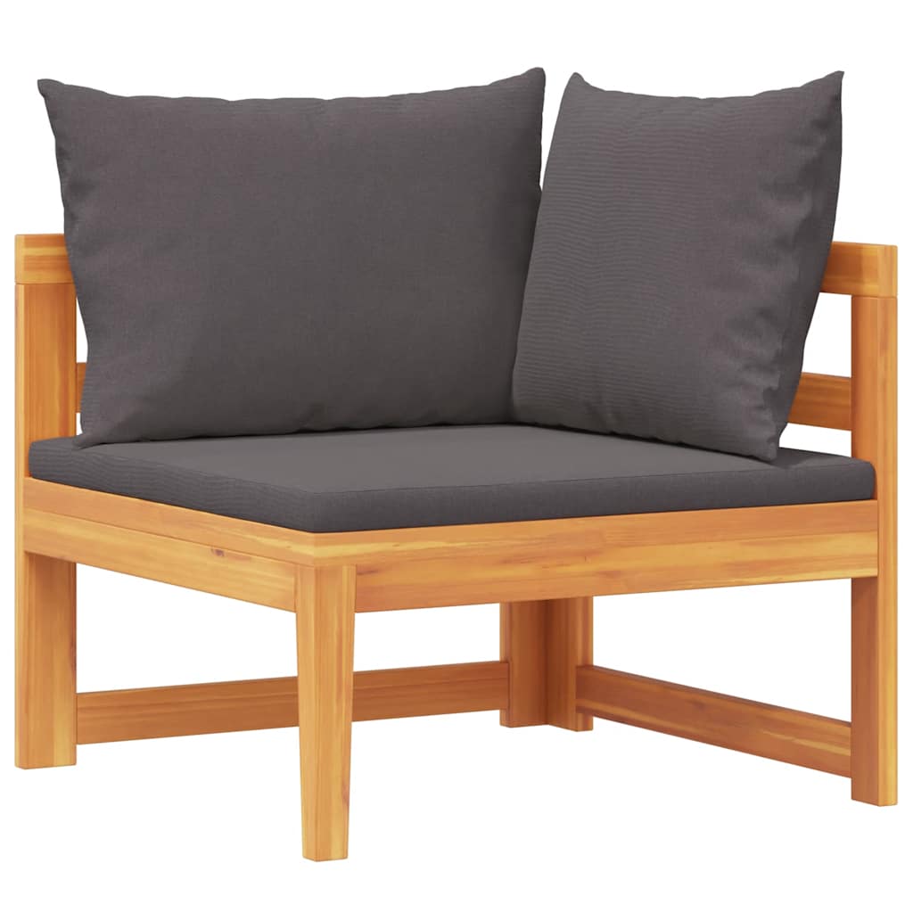 Ecksofa mit Dunkelgrauen Kissen Massivholz Akazie