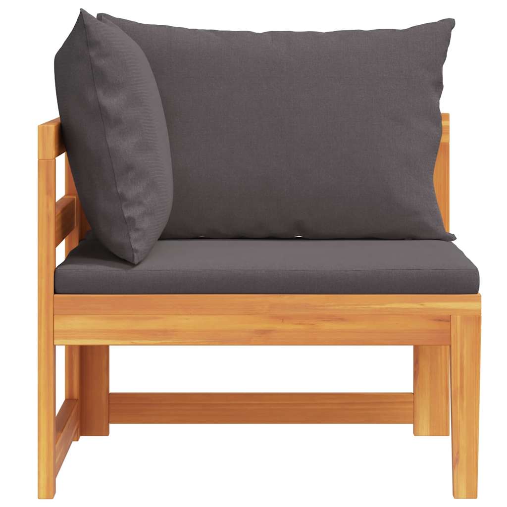 Ecksofa mit Dunkelgrauen Kissen Massivholz Akazie