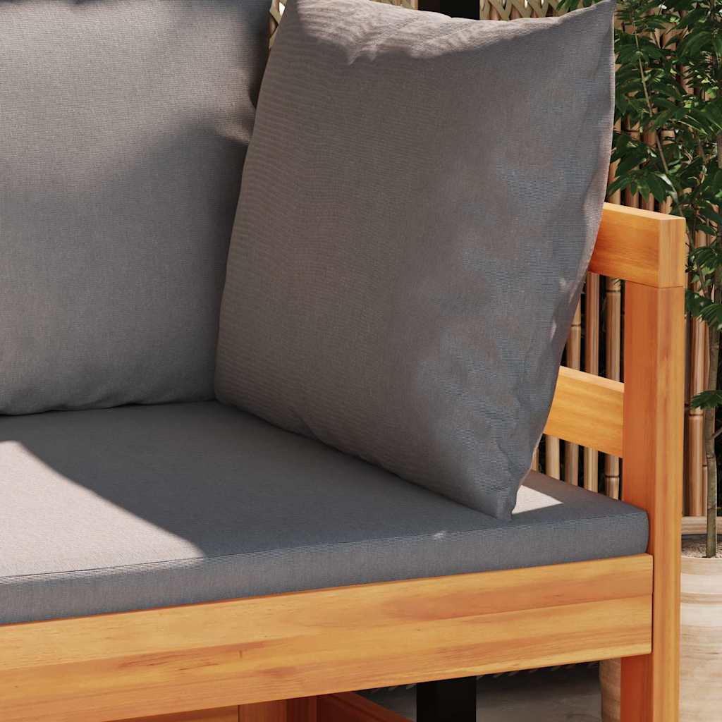 2-tlg. Garten-Lounge-Set mit Dunkelgrauen Kissen Akazienholz