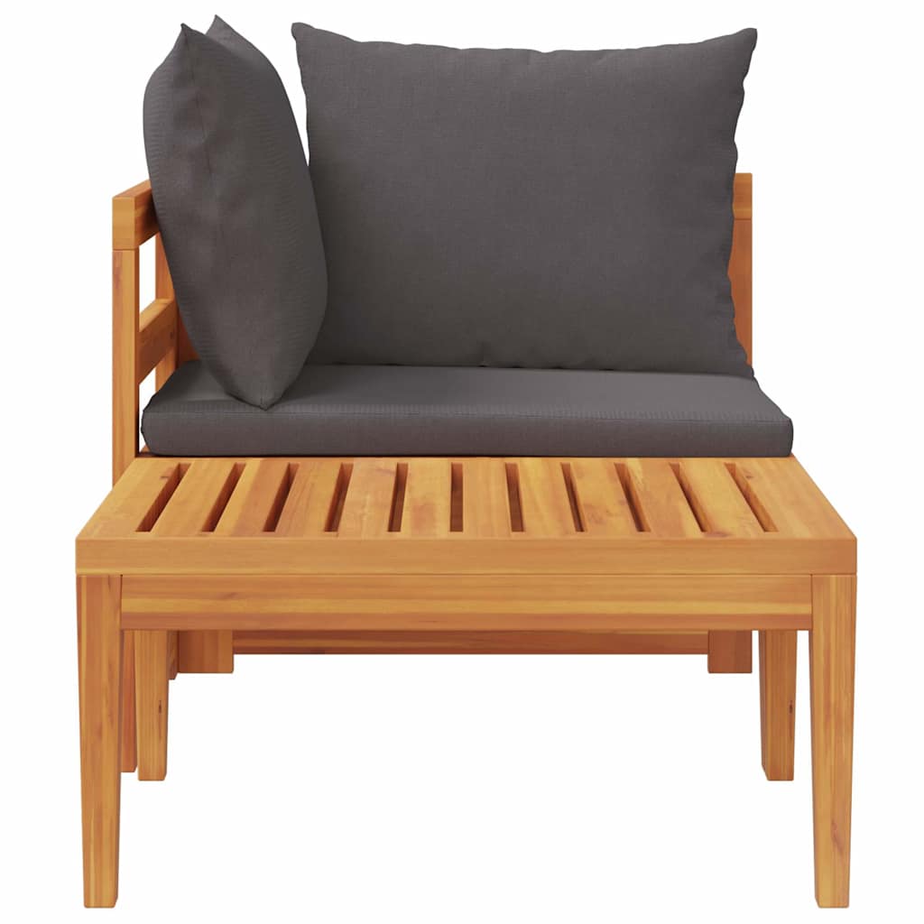 2-tlg. Garten-Lounge-Set mit Dunkelgrauen Kissen Akazienholz