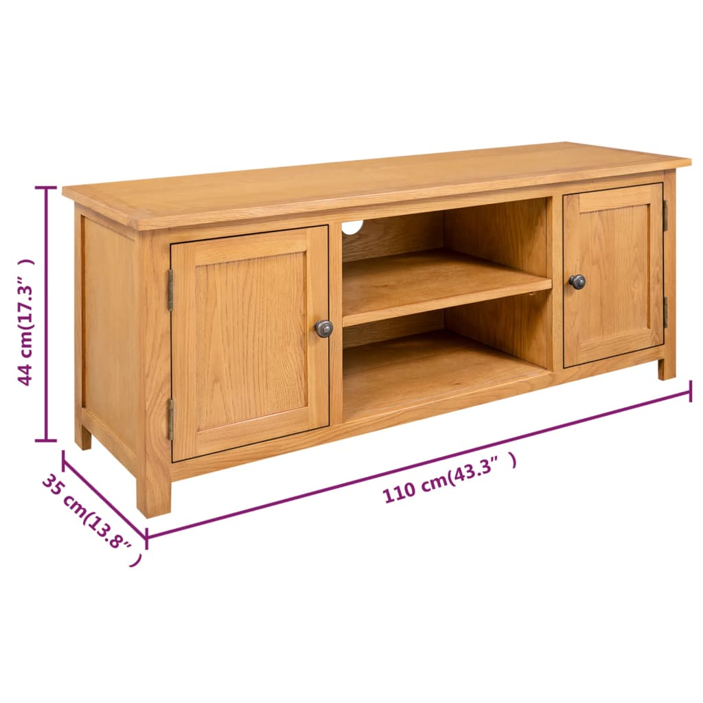 TV-Schrank 110x35x44 cm Massivholz Eiche