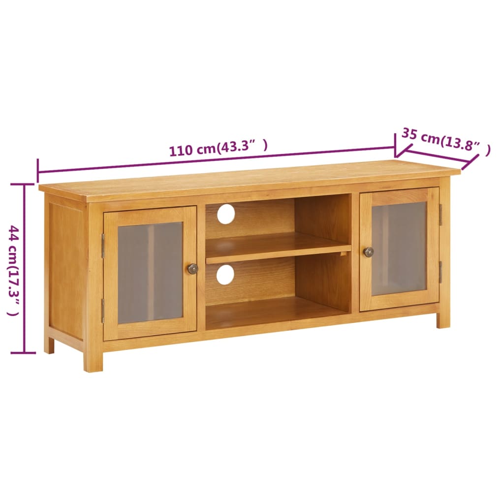 TV-Schrank 110x35x44 cm Massivholz Eiche