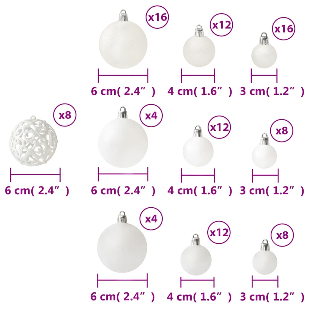 100-tlg. Weihnachtskugel-Set Weiß