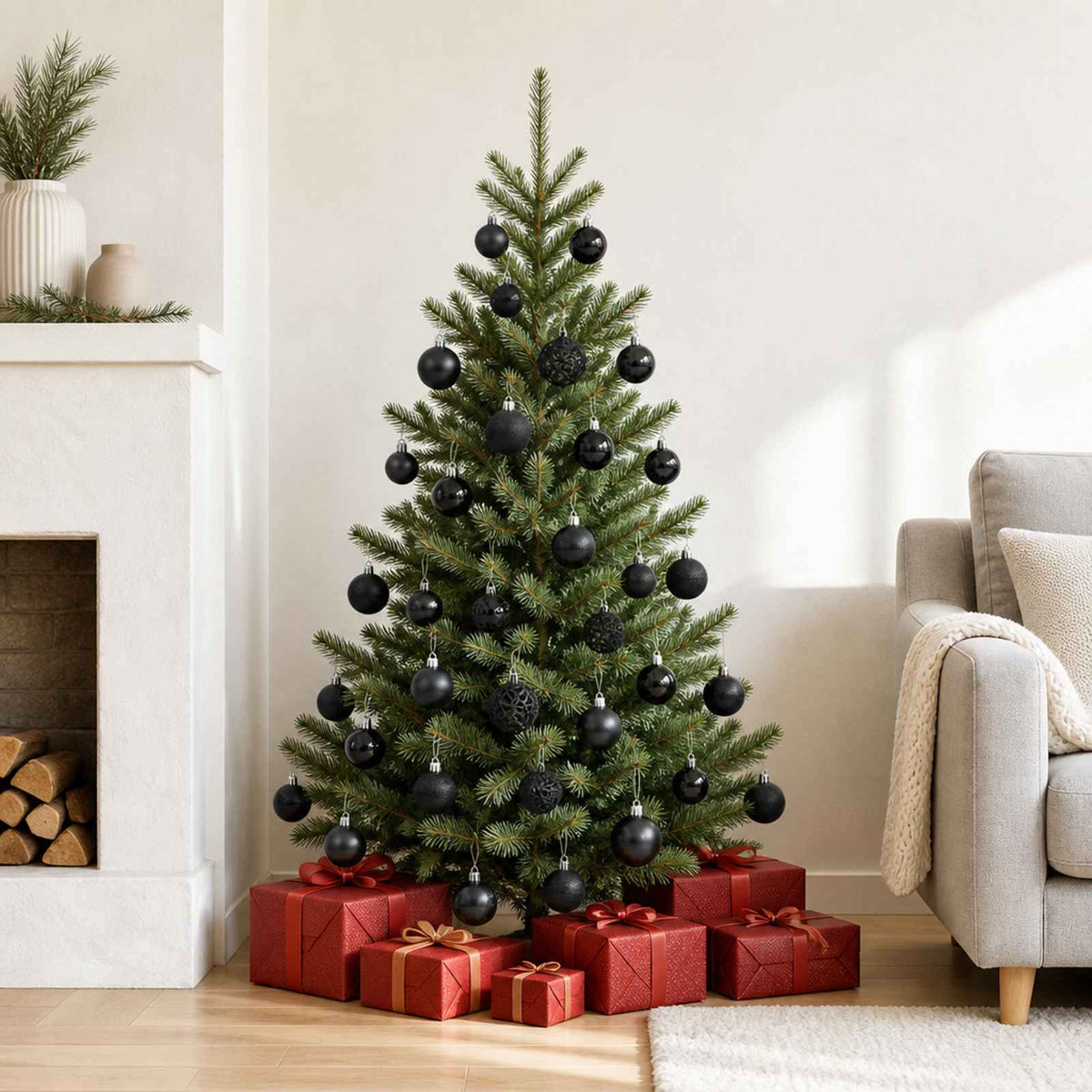 100-tlg. Weihnachtskugel-Set Schwarz