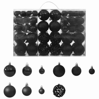 100-tlg. Weihnachtskugel-Set Schwarz