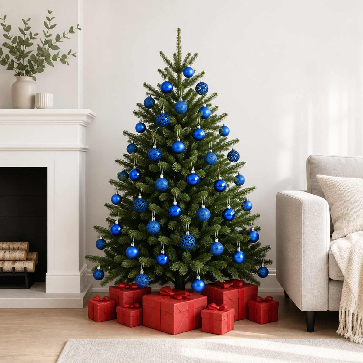 100-tlg. Weihnachtskugel-Set Blau