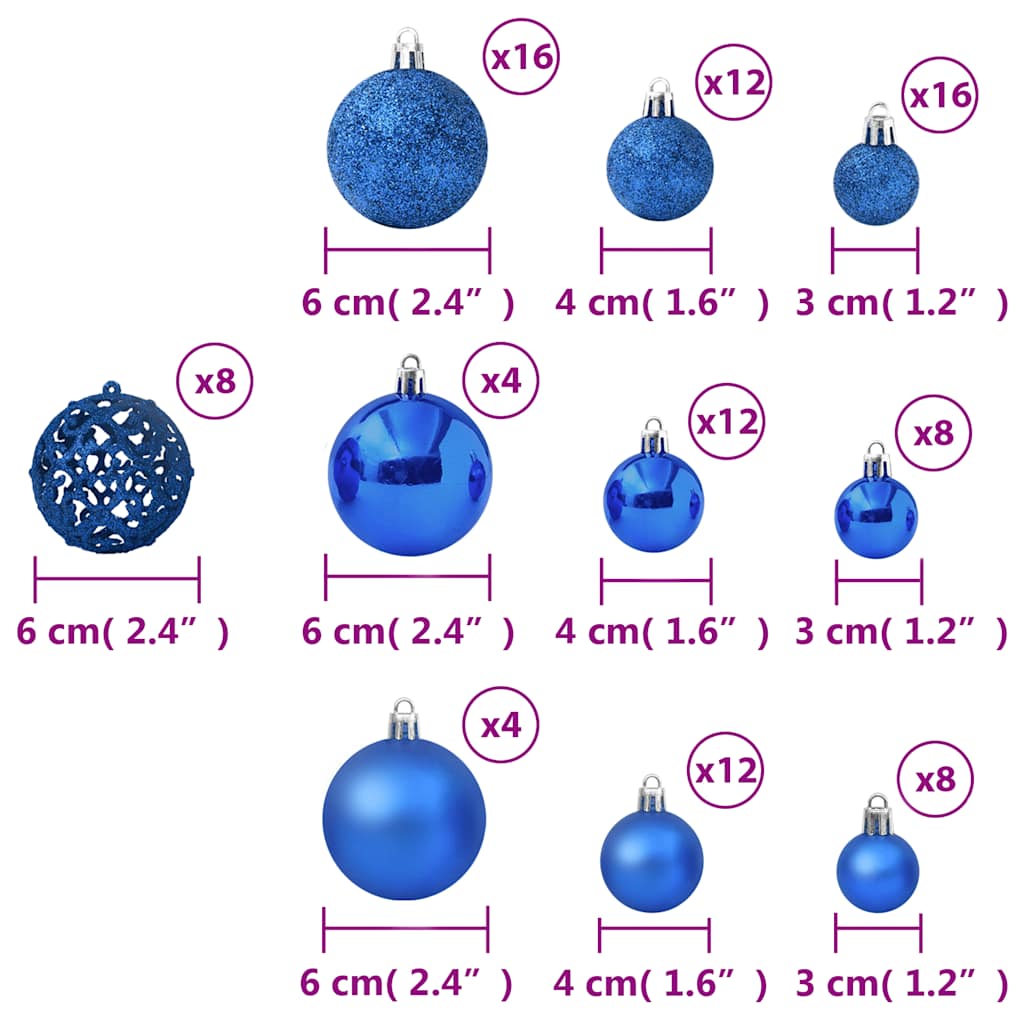 100-tlg. Weihnachtskugel-Set Blau
