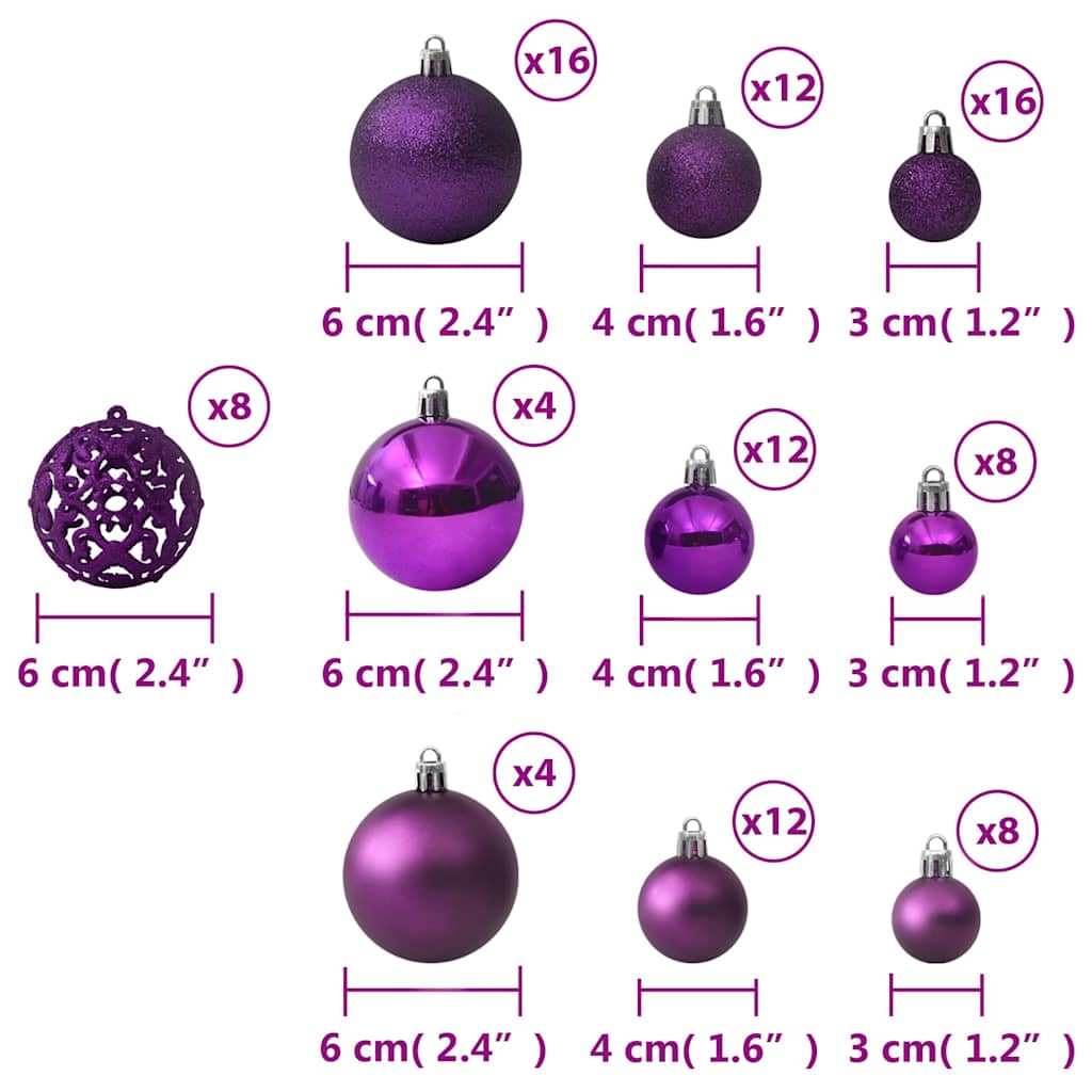100-tlg. Weihnachtskugel-Set Lila