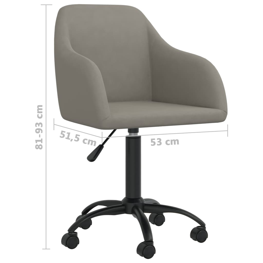 Bürostuhl Drehbar Hellgrau Samt