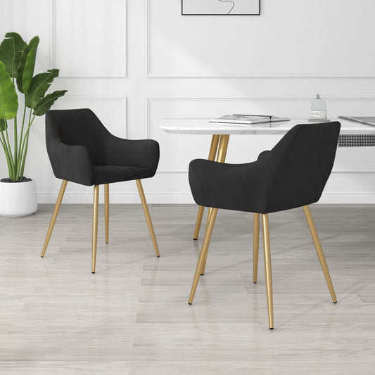 Esszimmerstühle 2 Stk. Schwarz Samt