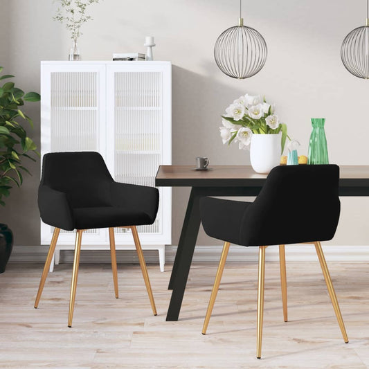 Esszimmerstühle 2 Stk. Schwarz Samt