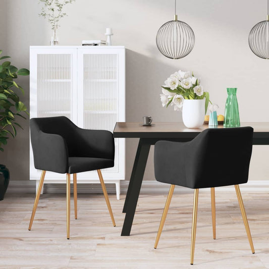 Esszimmerstühle 2 Stk. Schwarz Samt