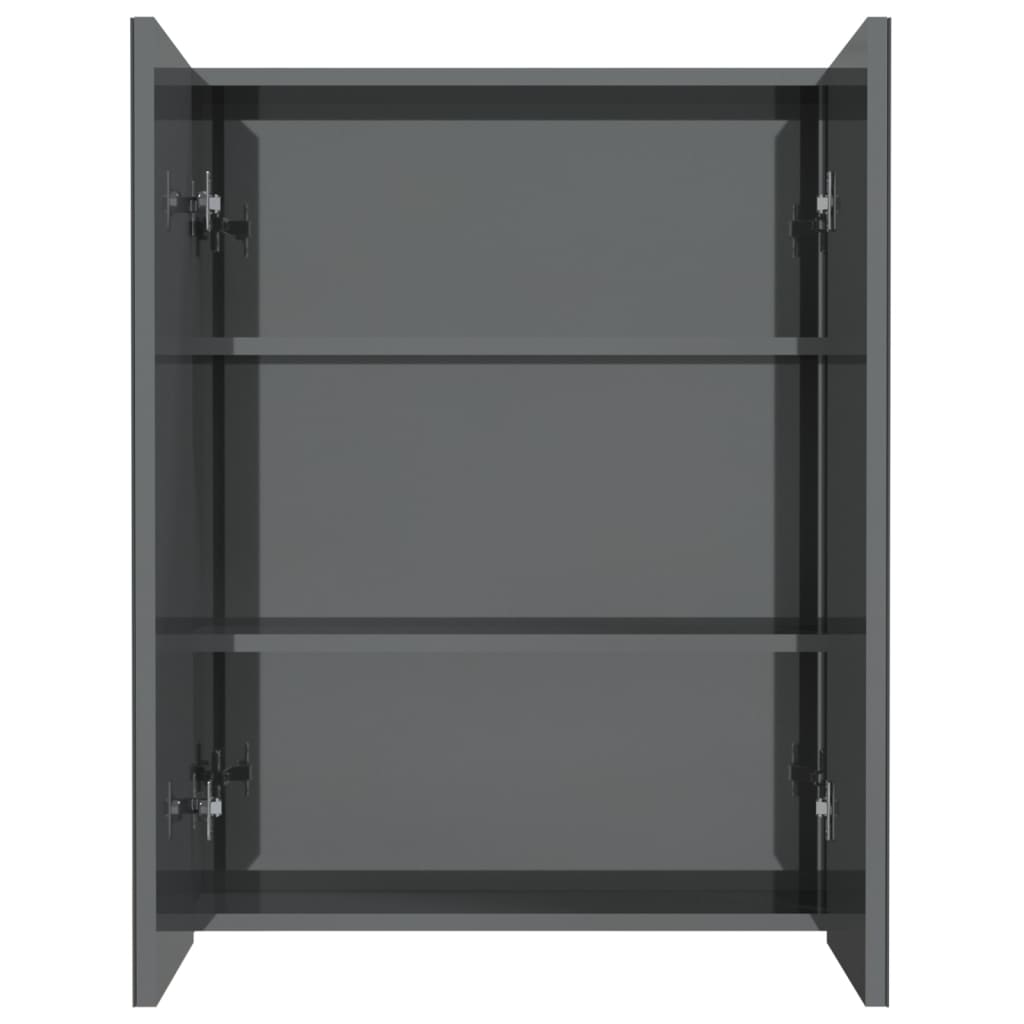 Bad-Spiegelschrank 60x15x75 cm MDF Glänzendes Grau