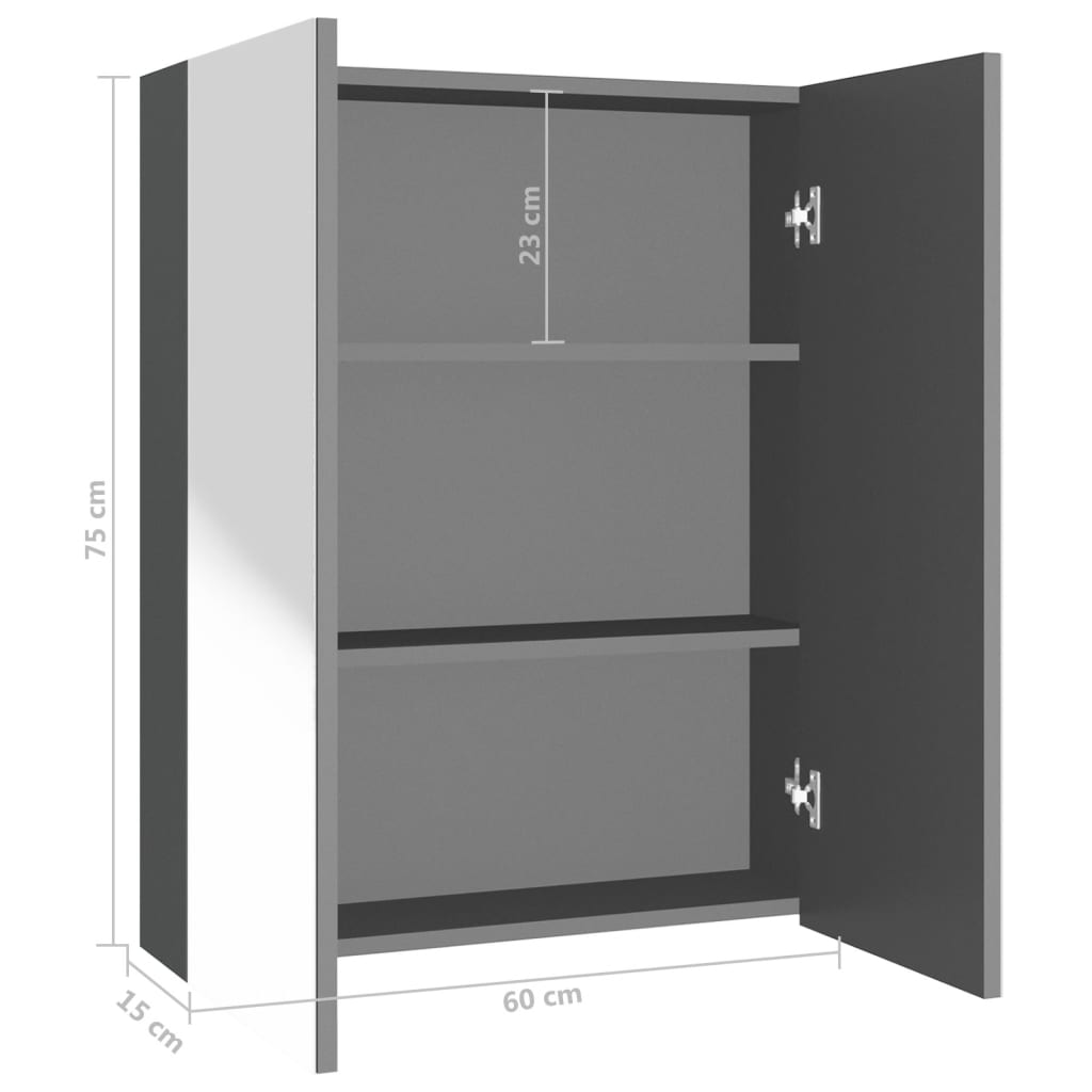 Bad-Spiegelschrank 60x15x75 cm MDF Anthrazit