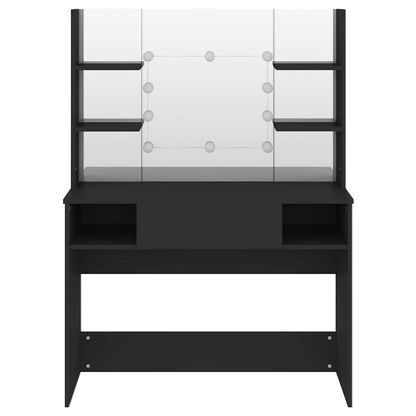 Schminktisch mit LED-Beleuchtung 100x40x135 cm MDF Schwarz