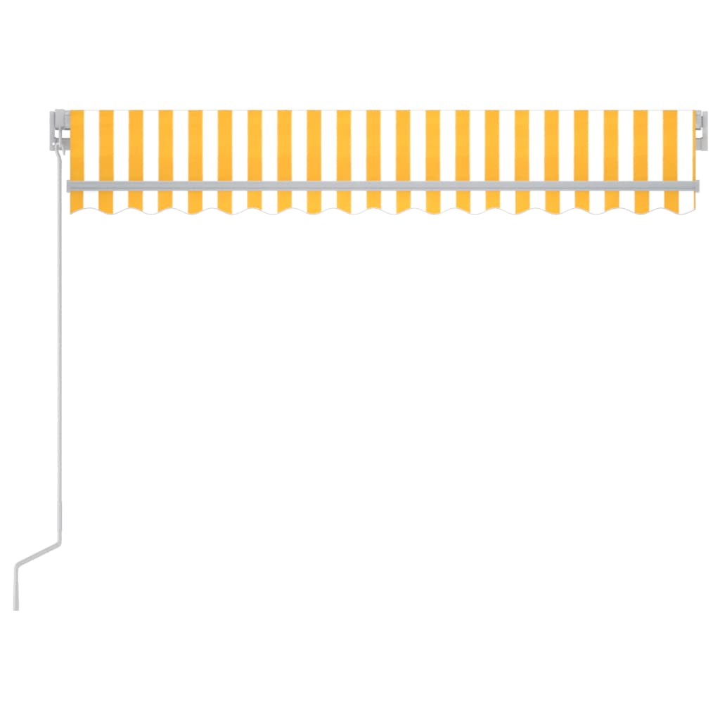 Markise Manuell Einziehbar mit LED 300x250 cm Gelb und Weiß