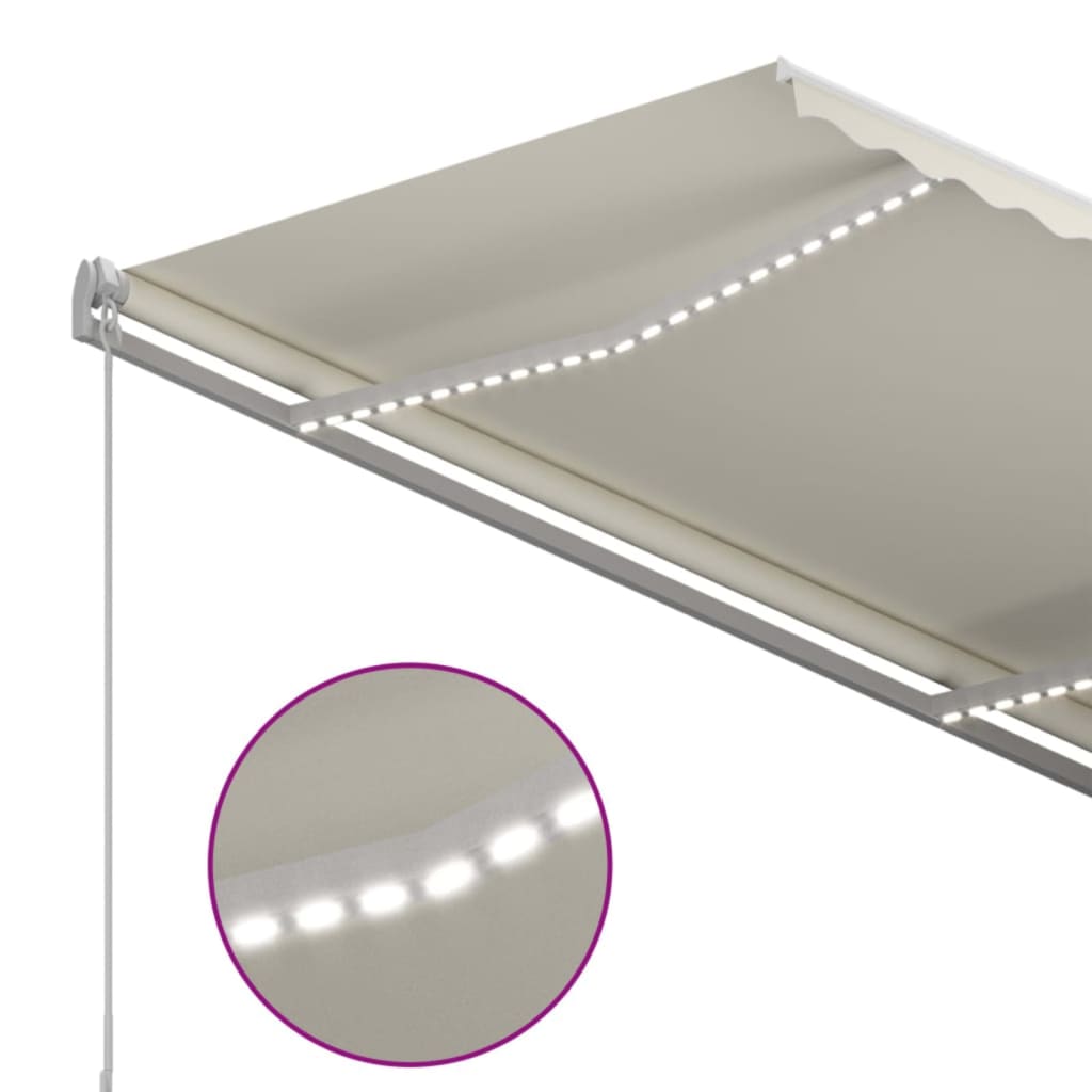 Markise Manuell Einziehbar mit LED 350x250 cm Creme
