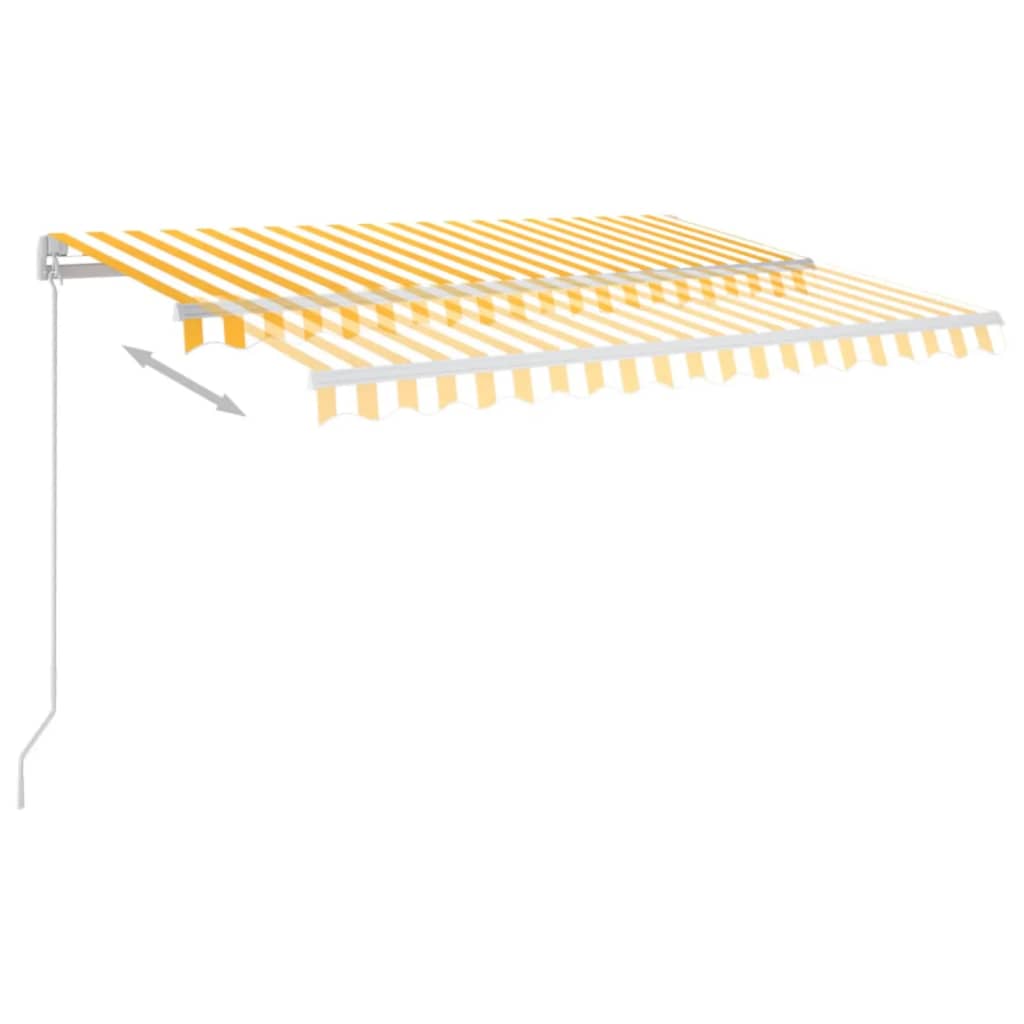Markise Manuell Einziehbar mit LED 350x250 cm Gelb und Weiß