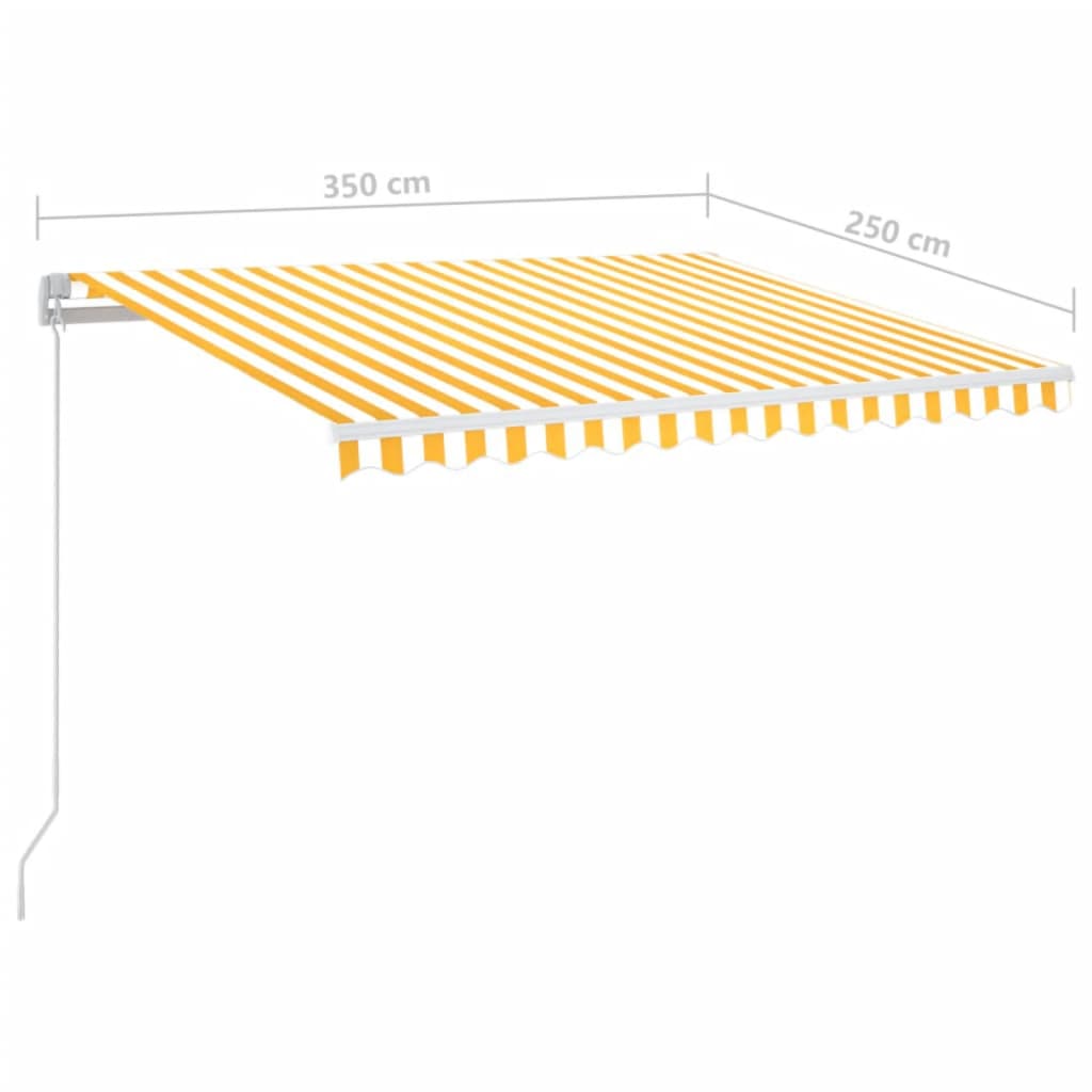 Markise Manuell Einziehbar mit LED 350x250 cm Gelb und Weiß