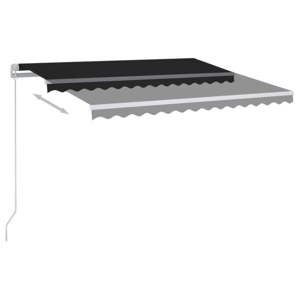 Markise Manuell Einziehbar mit LED 350x250 cm Anthrazit