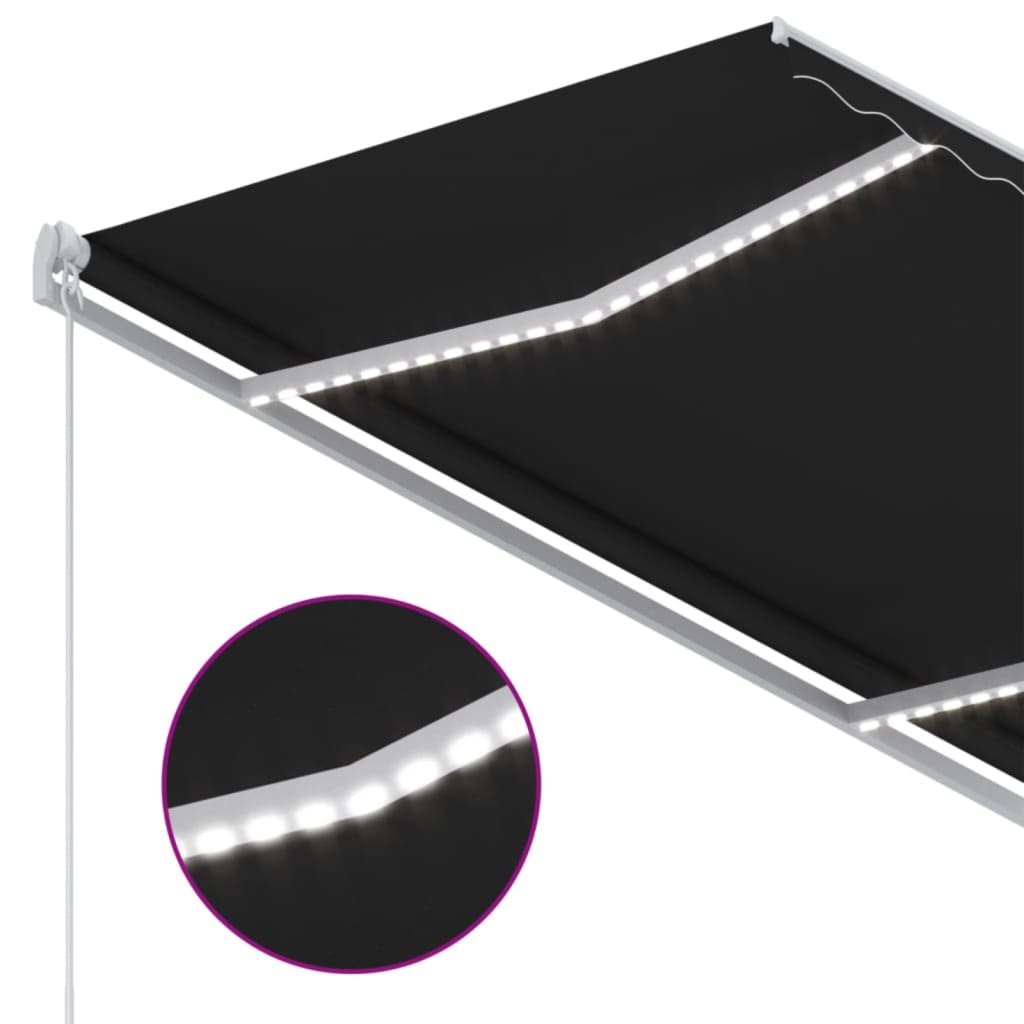 Markise Manuell Einziehbar mit LED 350x250 cm Anthrazit