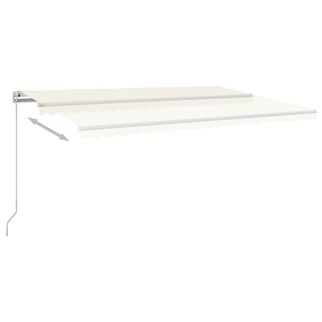 Markise Manuell Einziehbar mit LED 500x300 cm Creme