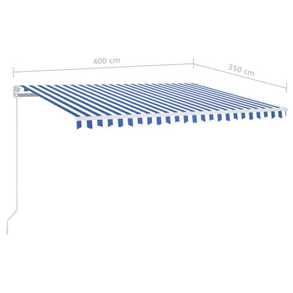 Markise Manuell Einziehbar mit LED 400x350 cm Blau und Weiß