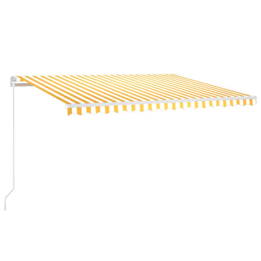 Markise Manuell Einziehbar mit LED 400x350 cm Gelb & Weiß
