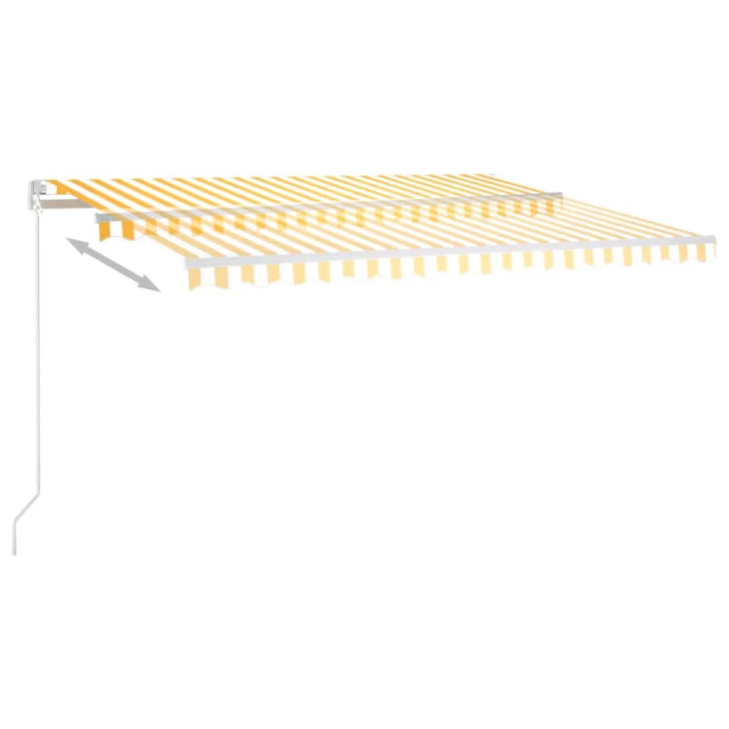 Markise Manuell Einziehbar mit LED 400x350 cm Gelb & Weiß