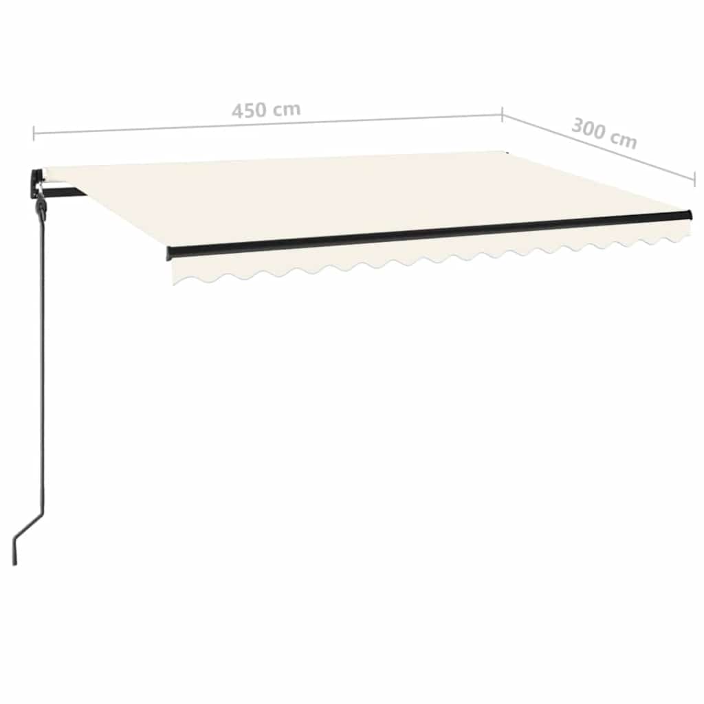 Markise Manuell Einziehbar mit LED 450x300 cm Creme