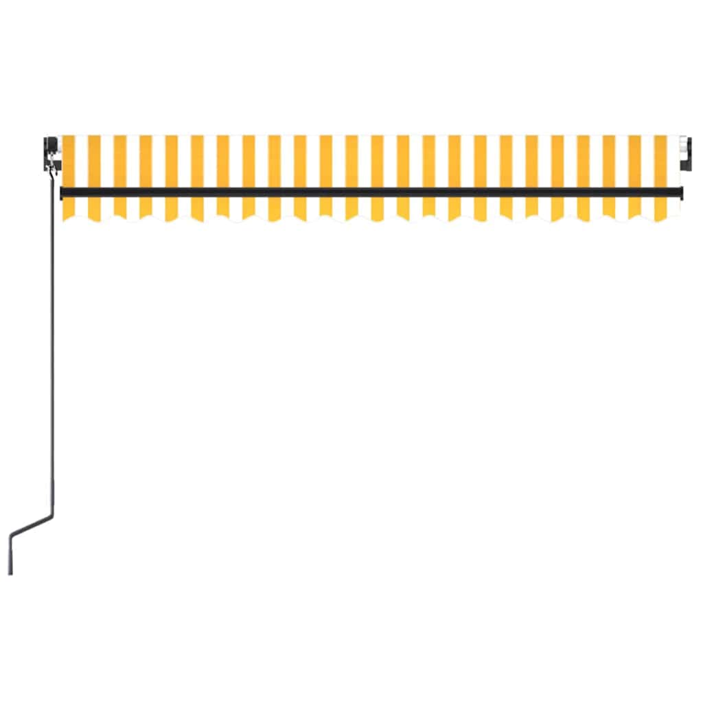 Markise Manuell Einziehbar mit LED 450x300 cm Gelb und Weiß