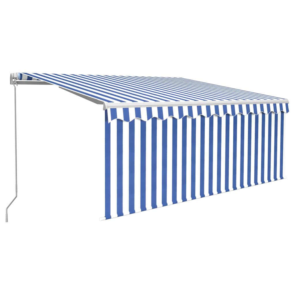 Ausziehbare Markise Blau und Weiß 3 x 2,5 m Polyester