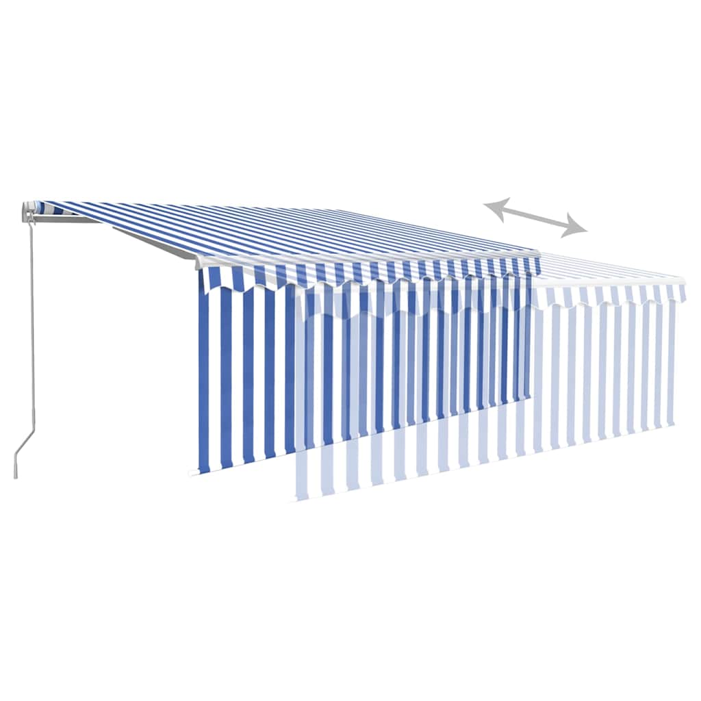 Ausziehbare Markise Blau und Weiß 3 x 2,5 m Polyester