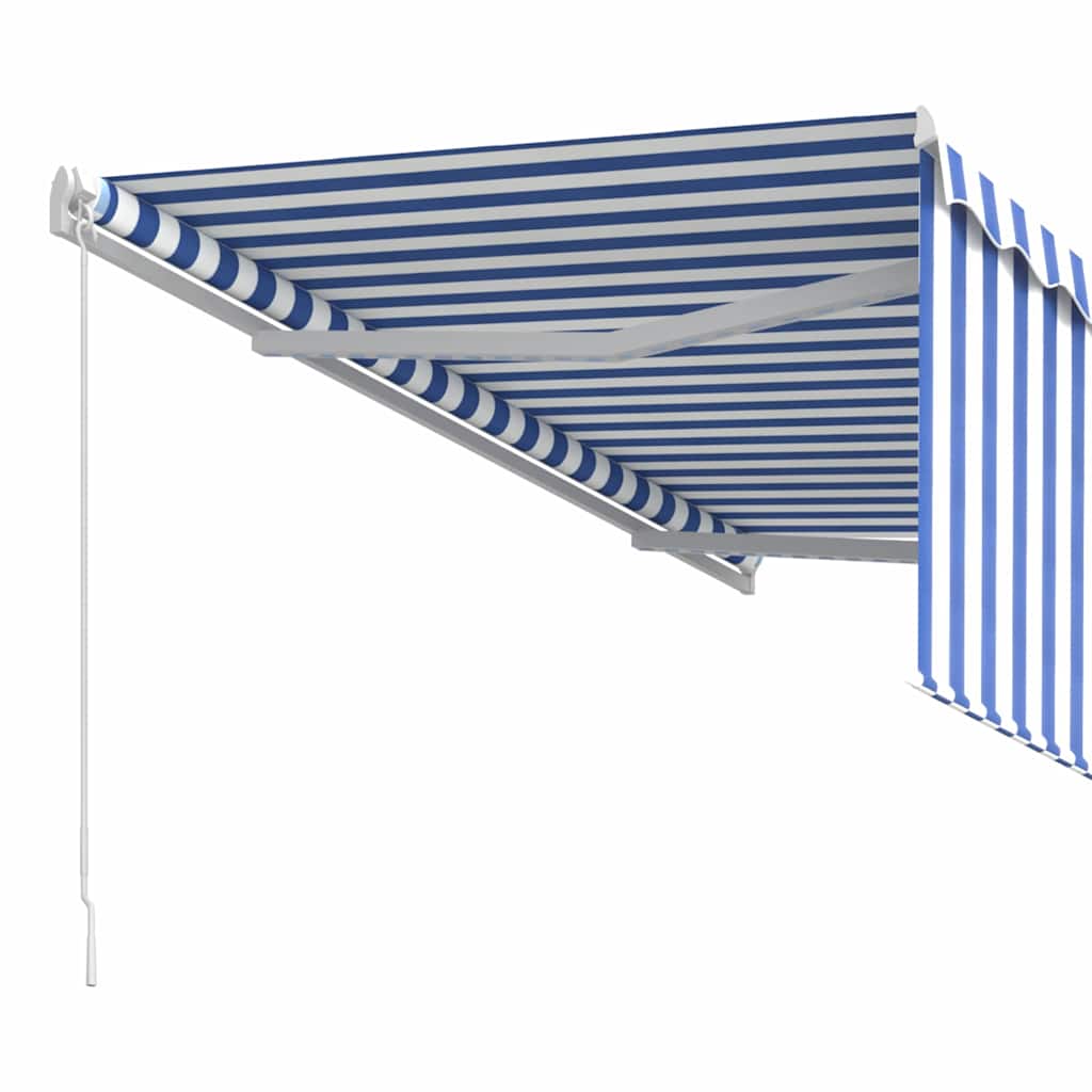 Ausziehbare Markise Blau und Weiß 3 x 2,5 m Polyester