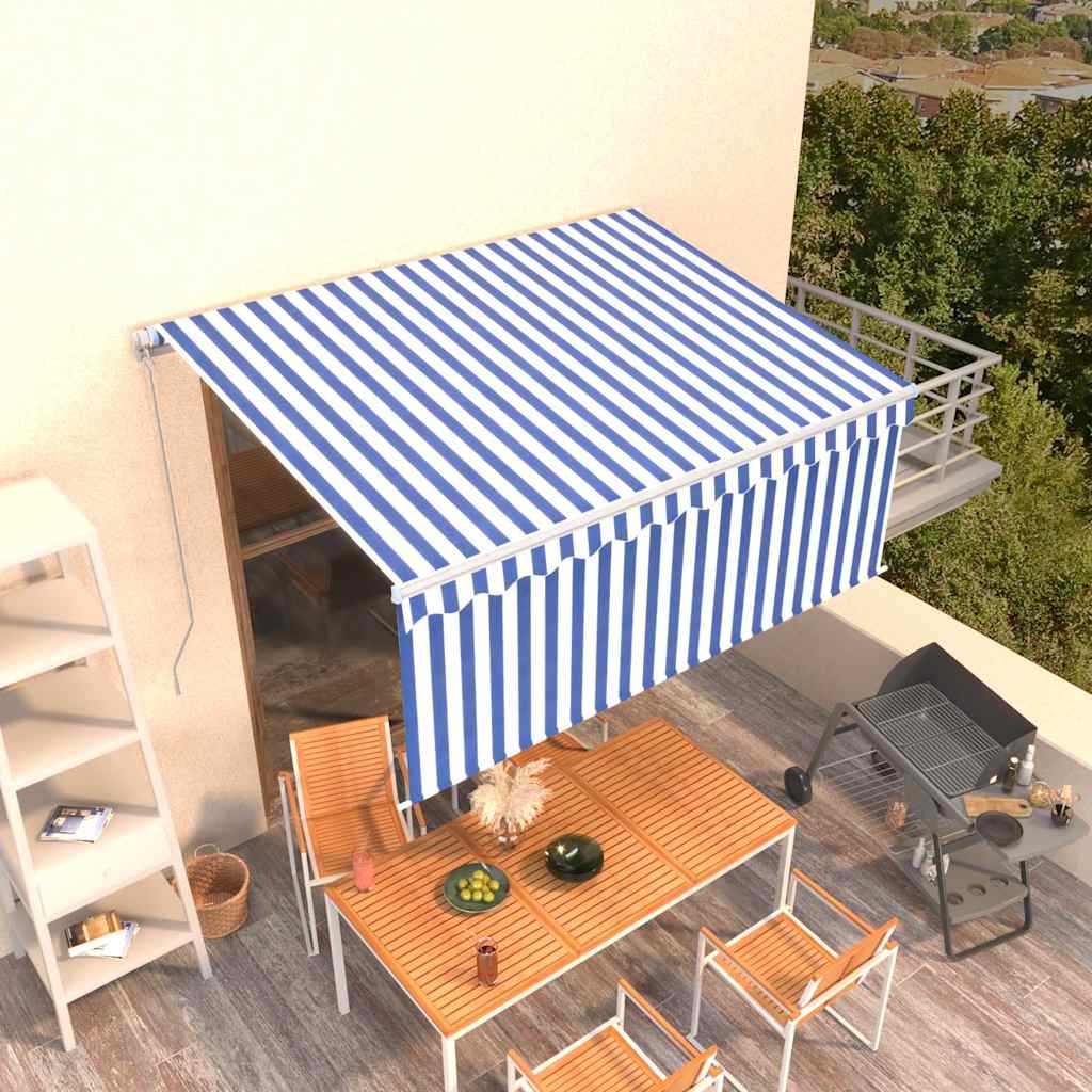 Ausziehbare Markise Blau und Weiß 3 x 2,5 m Polyester