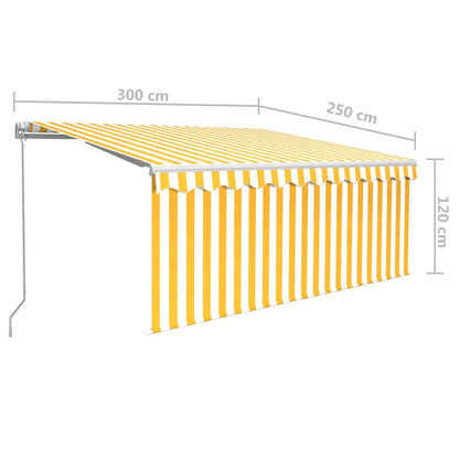 Markise Manuell Einziehbar mit Rollo 3x2,5 m Gelb und Weiß