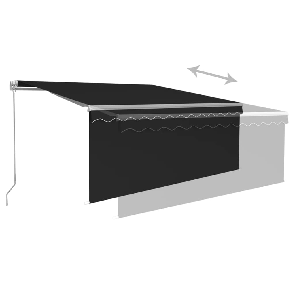 Markise Manuell Einziehbar mit Rollo 3x2,5 m Anthrazit