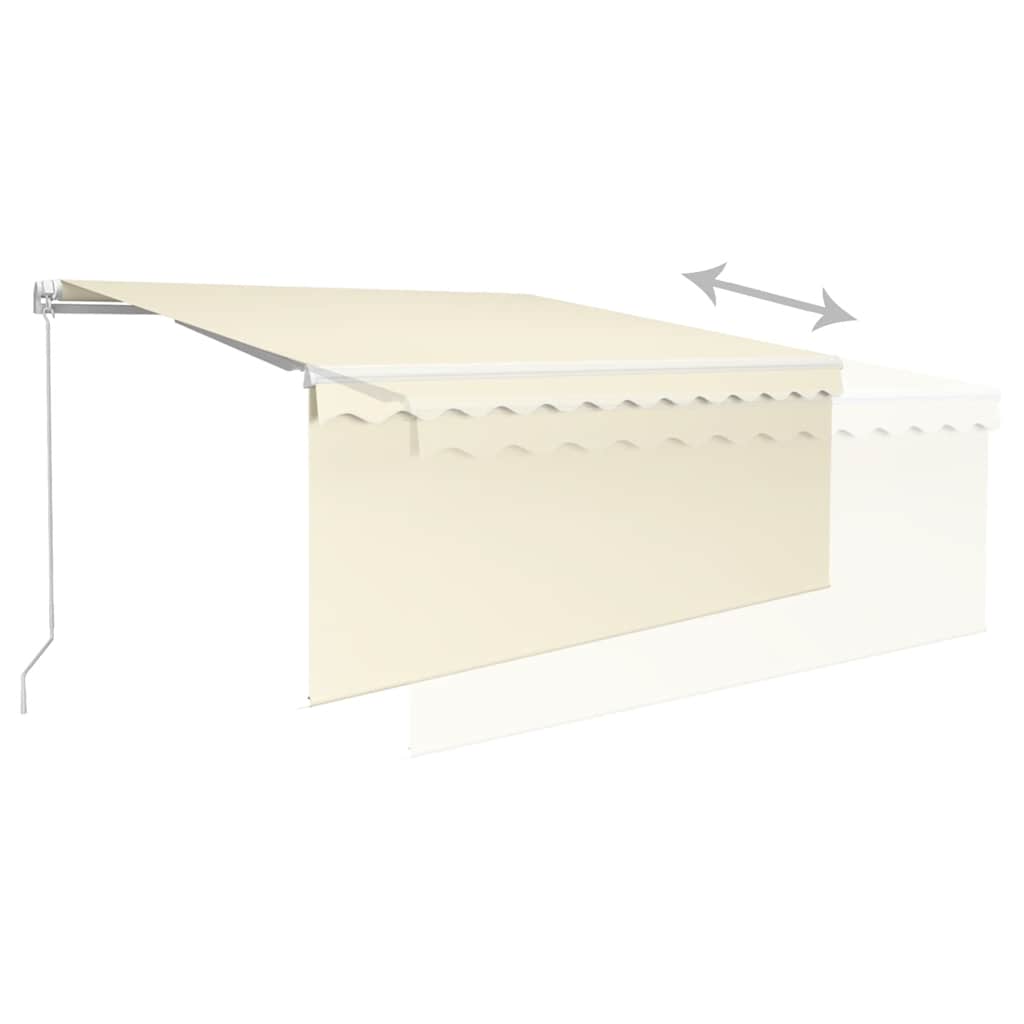 Markise Manuell Einziehbar mit Rollo & LED 3x2,5 m Creme