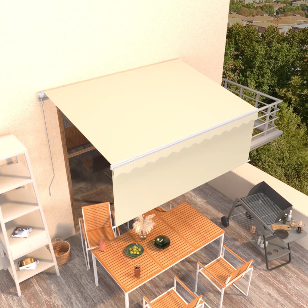 Markise Manuell Einziehbar mit Rollo 3,5x2,5 m Creme