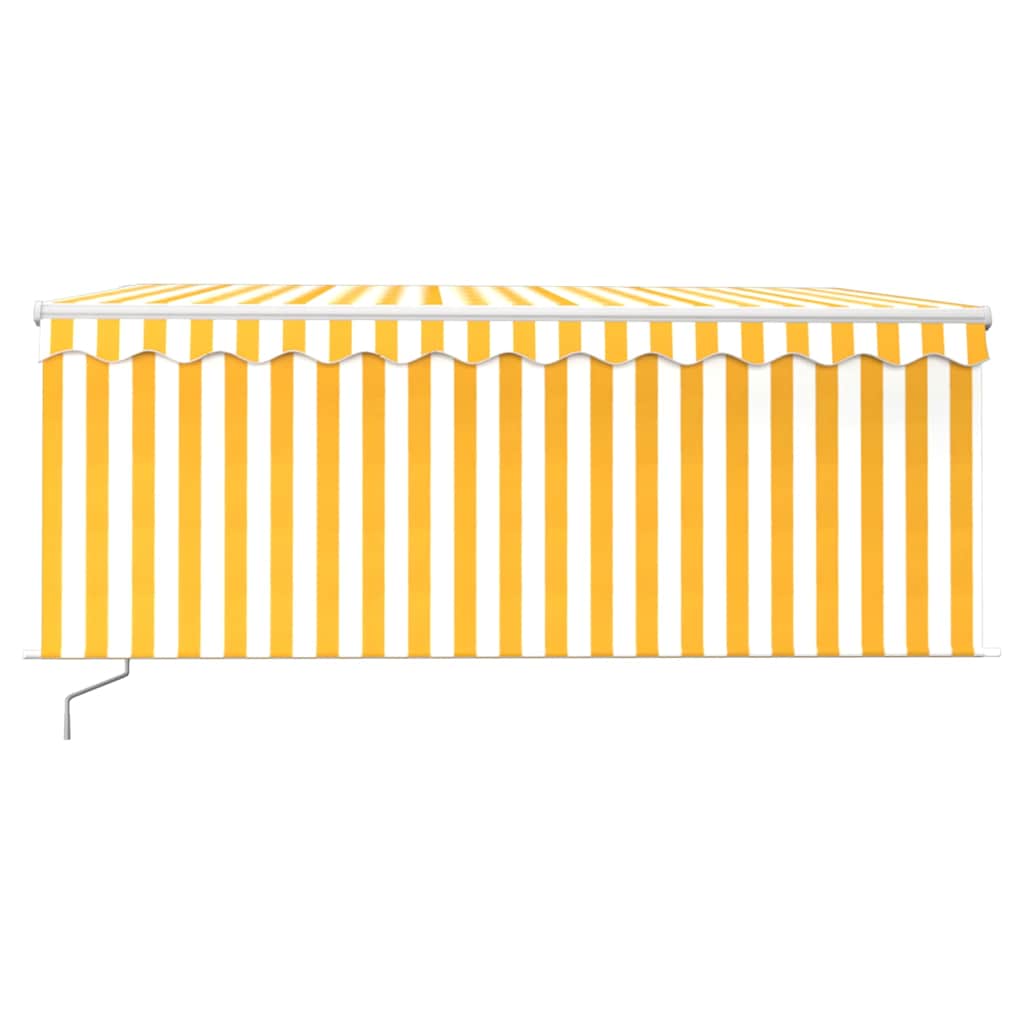Ausziehbare Markise Gelb und Weiß 3,5 x 2,5 m Polyester