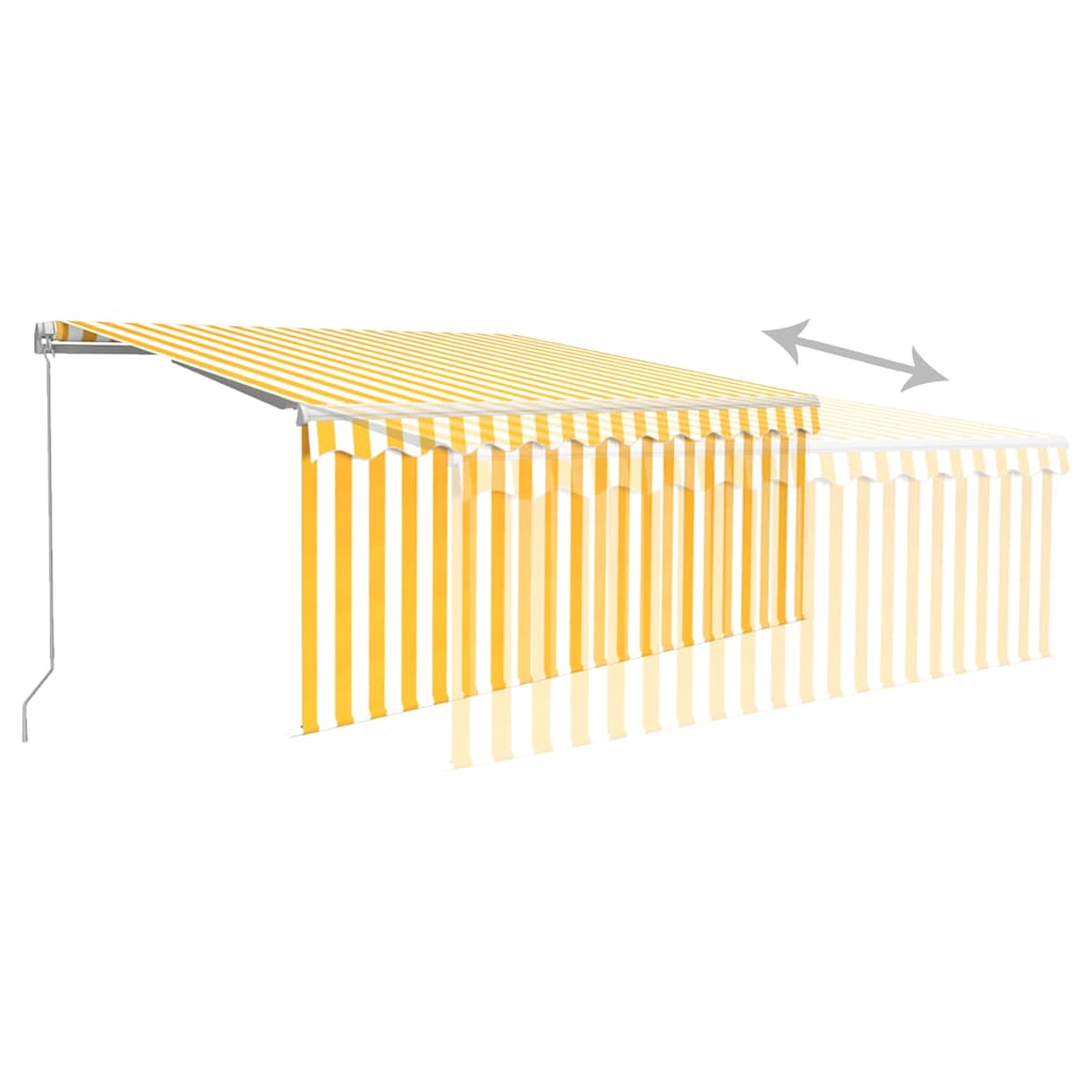 Ausziehbare Markise Gelb und Weiß 3,5 x 2,5 m Polyester