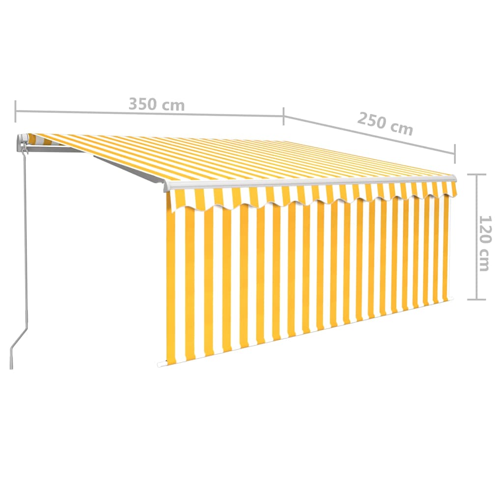 Ausziehbare Markise Gelb und Weiß 3,5 x 2,5 m Polyester