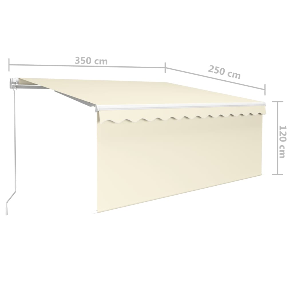 Markise Manuell Einziehbar mit Rollo & LED 3,5x2,5 m Creme