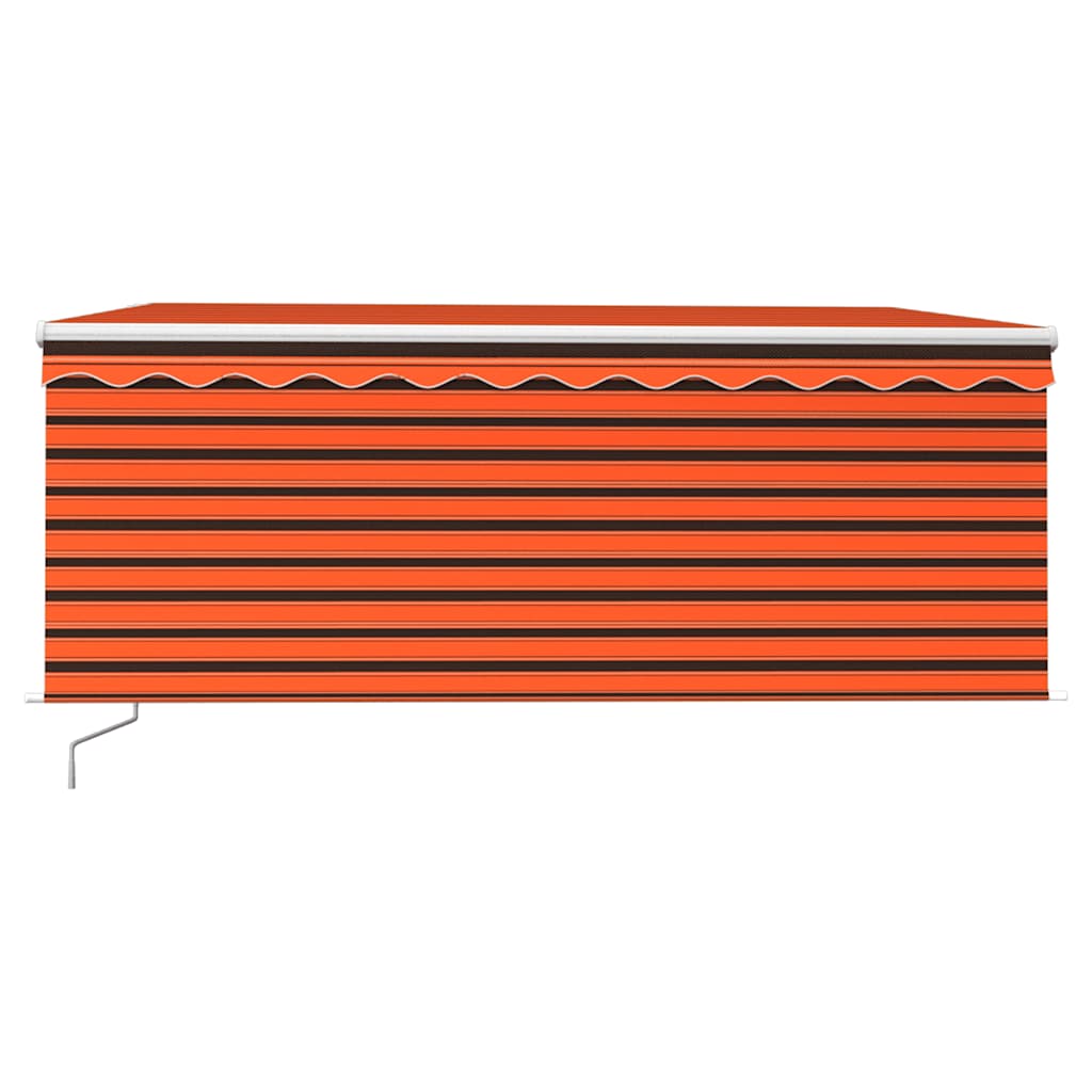 Markise Manuell Einziehbar mit Rollo LED 3,5x2,5 m Orange Braun