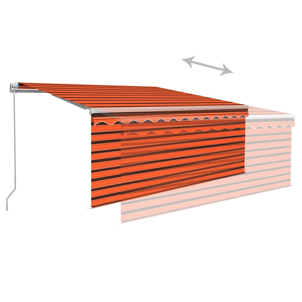 Markise Manuell Einziehbar mit Rollo LED 3,5x2,5 m Orange Braun
